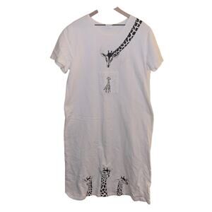 VINTAGE CITÉ giraffe print front pocket maxi dress XL